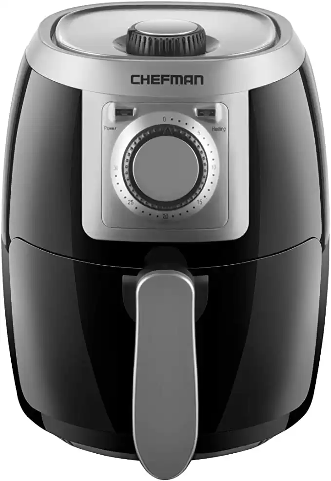 Chefman TurboFry 2 Quart Air Fryer, Personal Compact Healthy Fryer w/ Adjustable Temperature Control, 30 Minute Timer and Dishwasher Safe Basket, Black