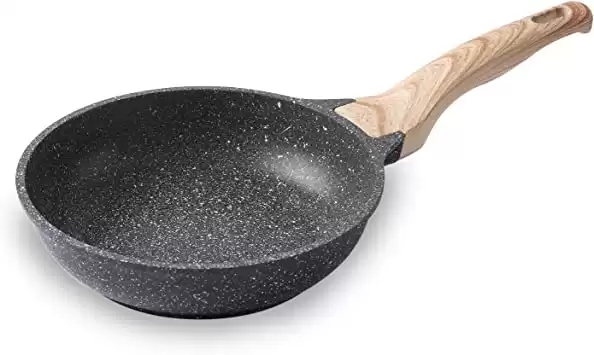 Motase Nonstick Frying Pan Skillet, Granite Coating Omelette Pan, 100% PFOA free Cookware Pan, Healthy Nonstick Stone Frying Chef's Pan Skillet, 8 Inch